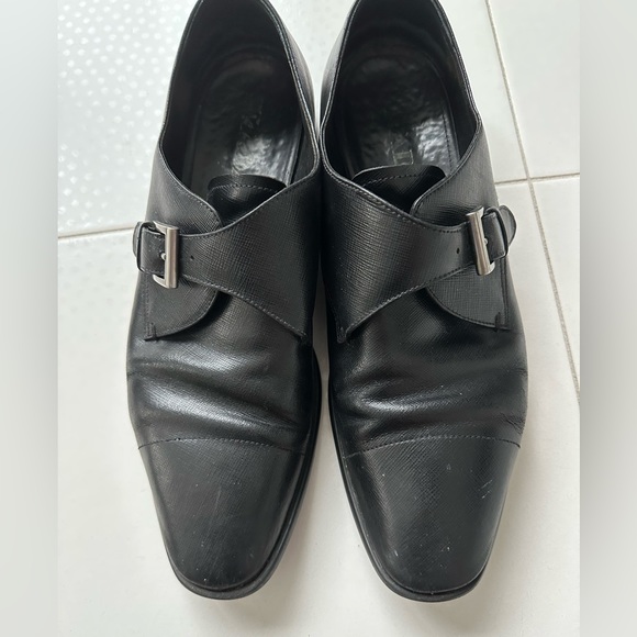 Prada Men's Black Saffiano Leather Monk Strap Loafers - Picture 7 of 14